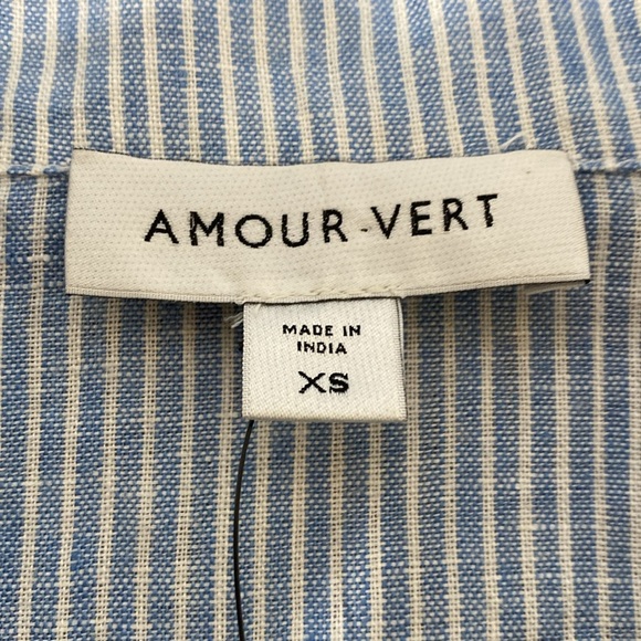 NWT Amour Vert Women's Tobie Linen Nautical Yacht Blue Striped Casual Blazer XS - Picture 5 of 7